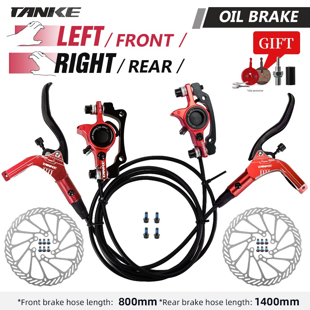 TANKE-Juego de frenos de disco hidráulicos para bicicleta de montaña, rotores de 160mm, placa de pinza de aceite, abrazadera delantera y trasera para bicicleta de montaña, mango de 22,2mm, un pilar: Transparente