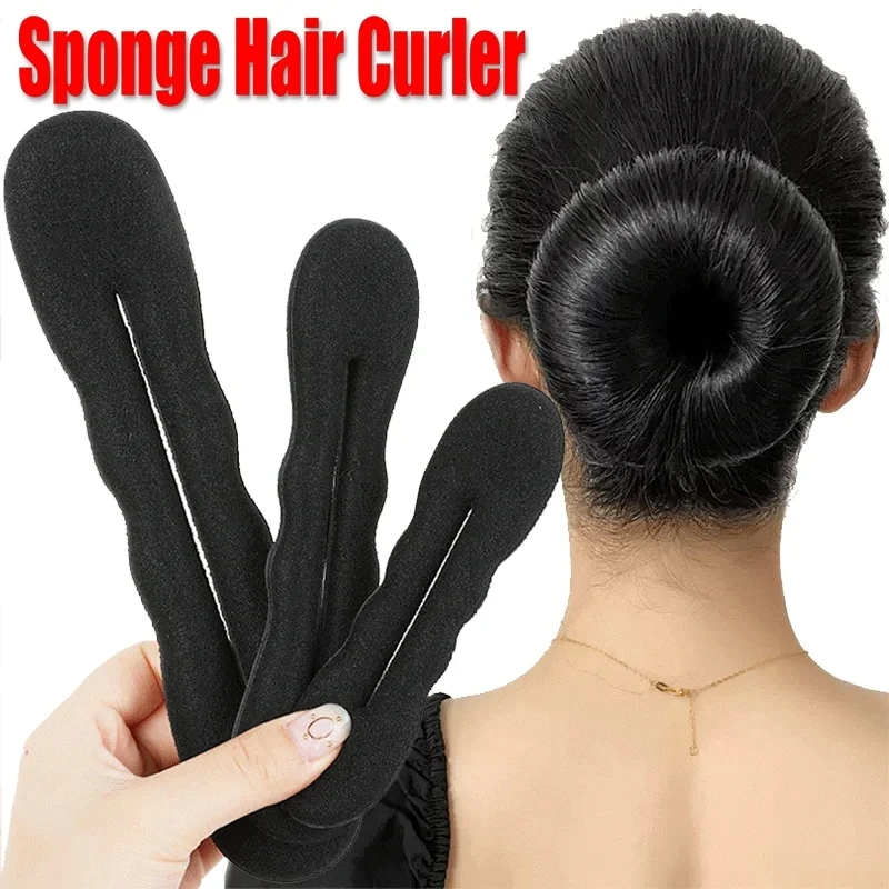 1/4 Uds. Rodillo de esponja suave para el cabello, herramienta de estilismo Twister, máquina para hacer moños negros, varita torcida para el cabello, rizador, estilo de cabello, banda de esponja mágica