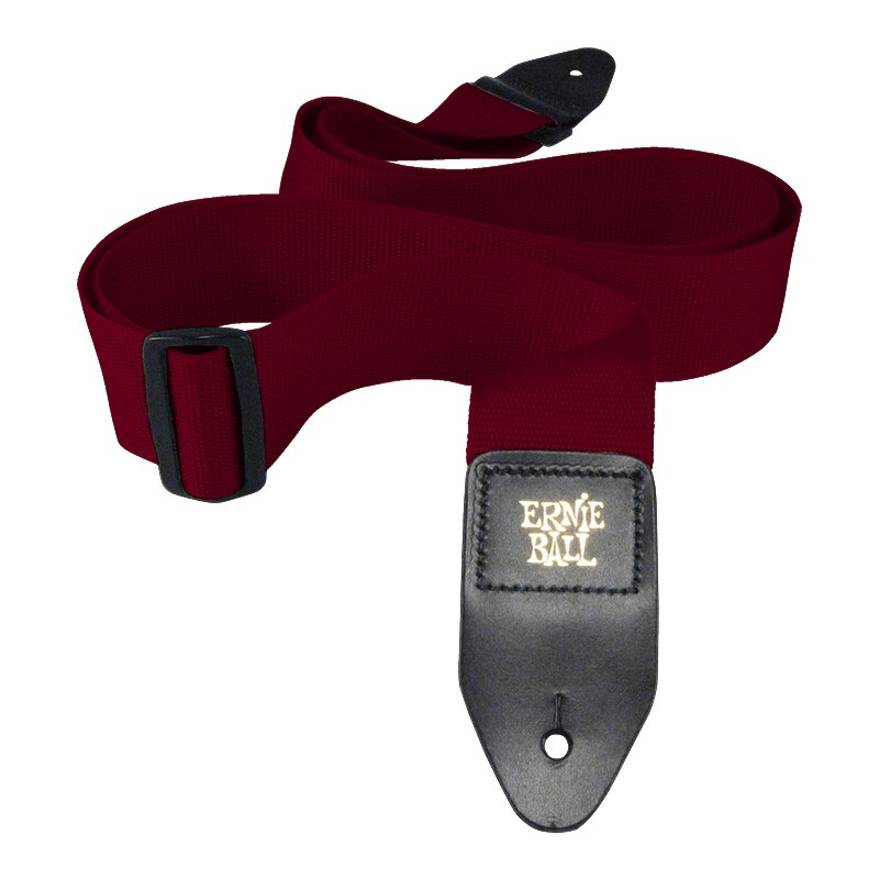 Ernie ball polypro gitaarband met leren uiteinden, comfortabele gitaarband voor akoestische, folk-, elektrische gitaar en basgitaar.: Bordeauxrood