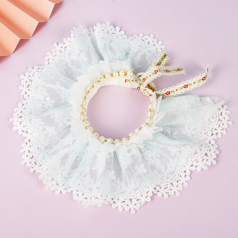 Lusso pizzo cane gatto fazzoletto da collo collare bella collana Pet bavaglino Bandana collari cucciolo gatti cravatta per animali domestici sciarpa festa di nozze: Light Blue