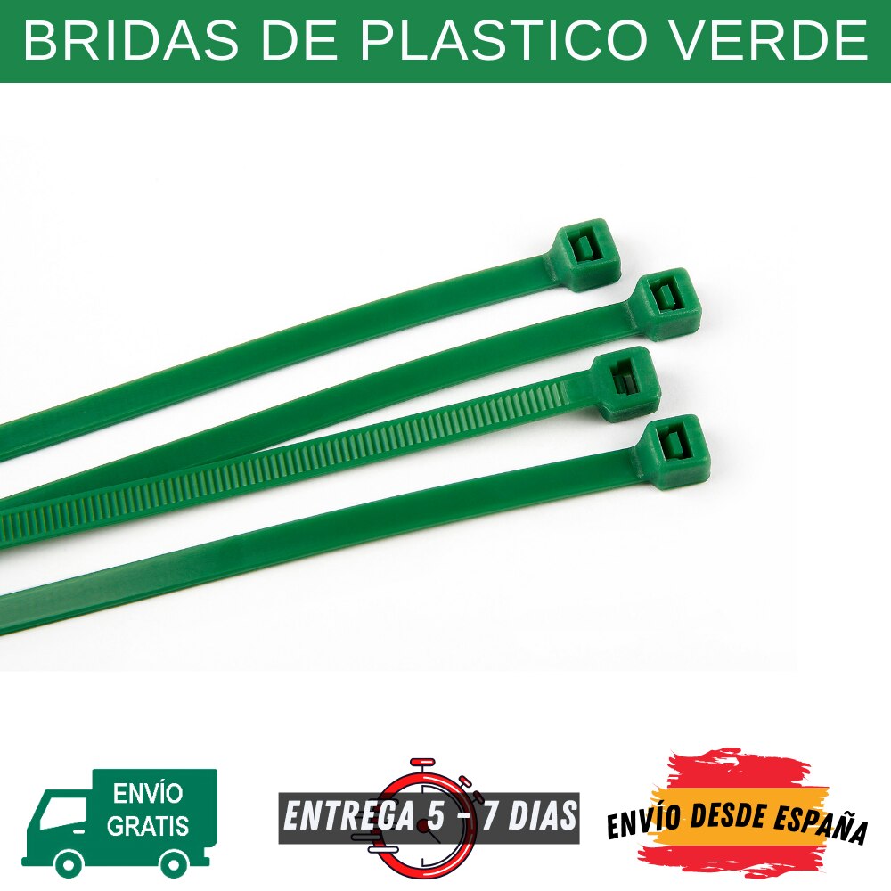 Juego de 40 bridas de plástico verde con autobloqueo, Cable de nailon 3,6x250 mm,3.6x150mm, 3.6x100mm