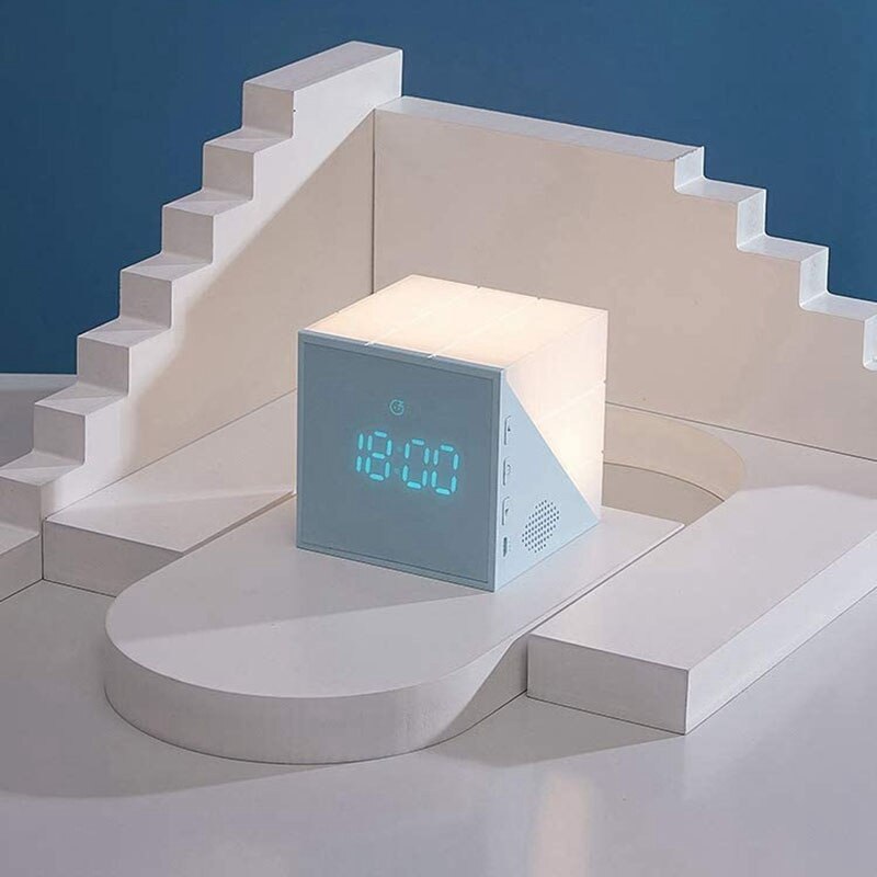 Wekker, draagbare mini led wekkerlamp ,7 kleuren nachtlampje, groot digitaal led-display met dimmer
