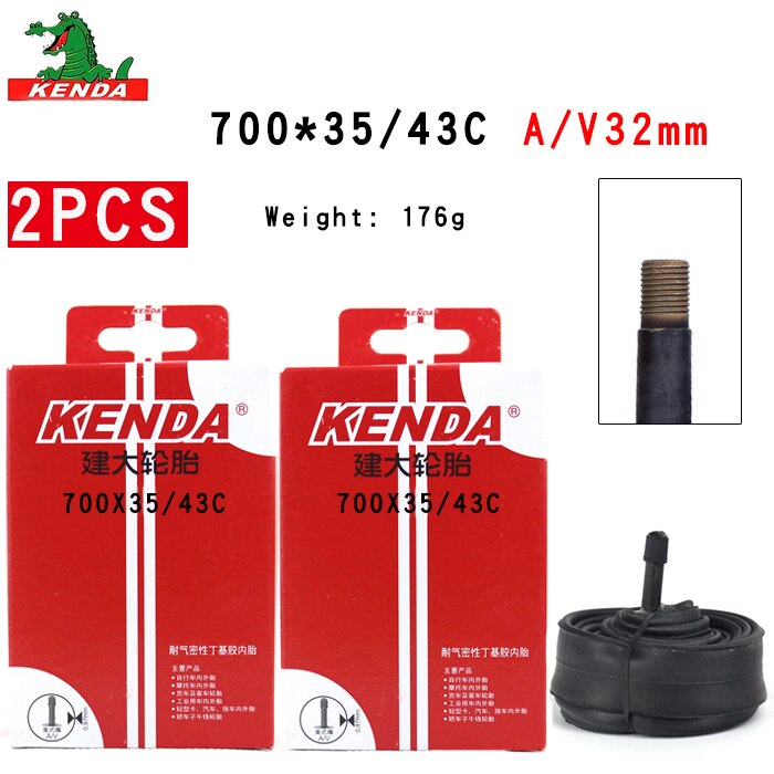2 PCS Kenda Fiets Binnenband 700X35/43C 700X45C Amerikaanse ventiel Franse valve 700C Fietsen Mountainbike butyl Rubber Fietsband onderdelen: 700X35-43C  AV32mm