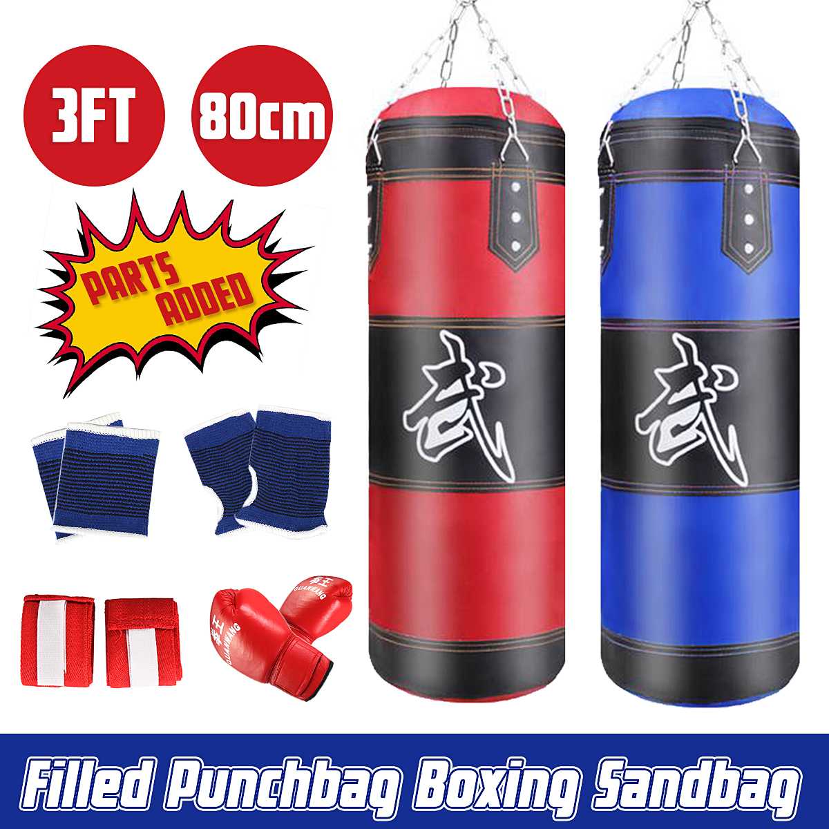 80cm Training Fitness MMA Boxing Punching Bag With Gloves Wrist Guard Empty Sport Kick Sandbag Muay Thai Karate Boxers Sandbag
