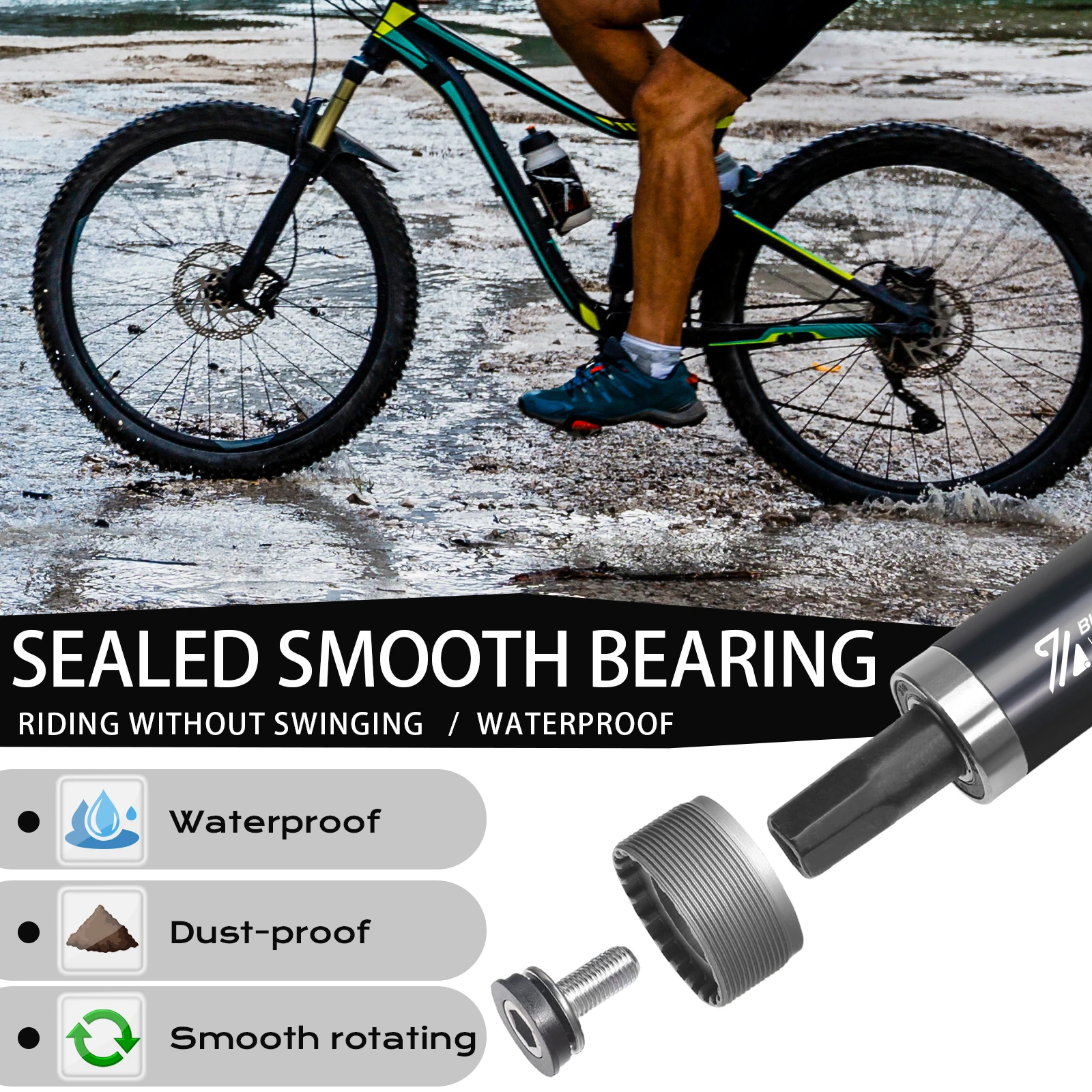 BUCKLOS Fahrrad Quadratische Tretlager 80*140 100*156 110*166 E-bike Kurbel Bb CNC abgedichtete Lager Tretlager für Fat Snow Bike