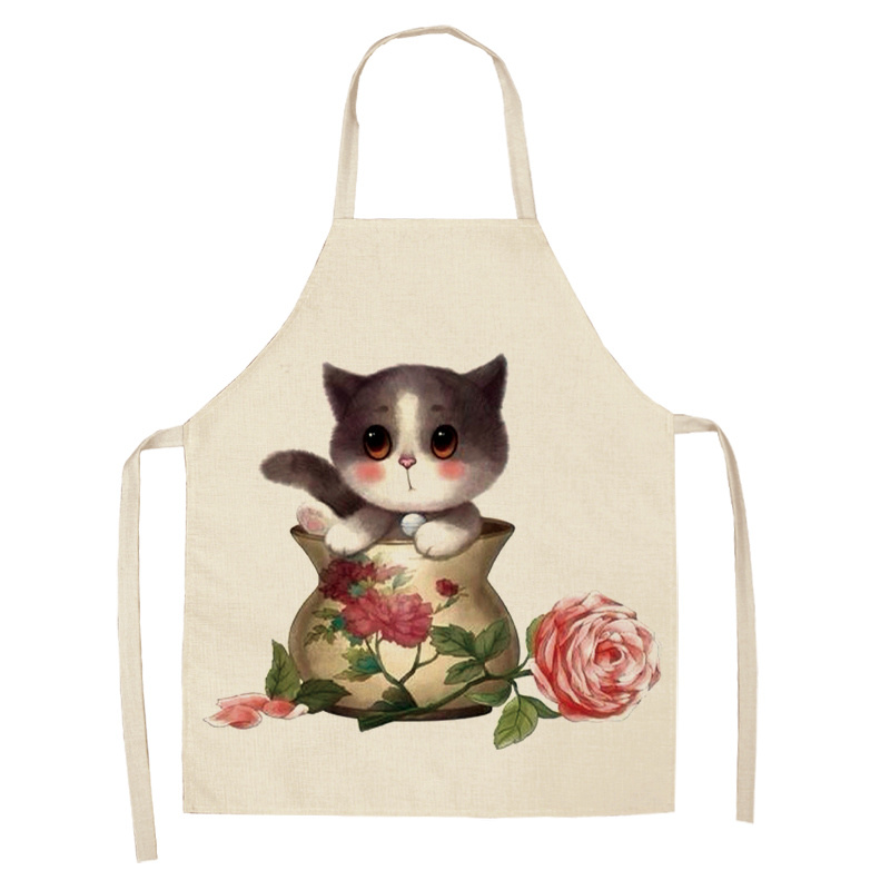 limpieza hogar delantal cocina mujer Delantal con Gato de dibujos animados para mujer y hombre, accesorios de cocina para hornear, delantal de cocina, delantal de café: 21 / 47x38cm kidsize