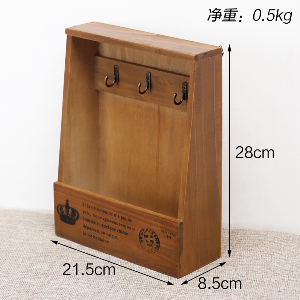 Porta llaves y correo Retro, caja de madera montada en la pared, llavero decorativo montado en la pared, clasificador de bolsillo para entrada de guardabarros de cocina