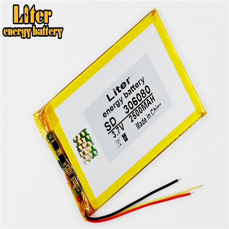 3 linha de polímero bateria de lítio 306080 3.7v 2500mah amor pouso pda tablet inteligente computador gps dvd dvr 3.7v polímero