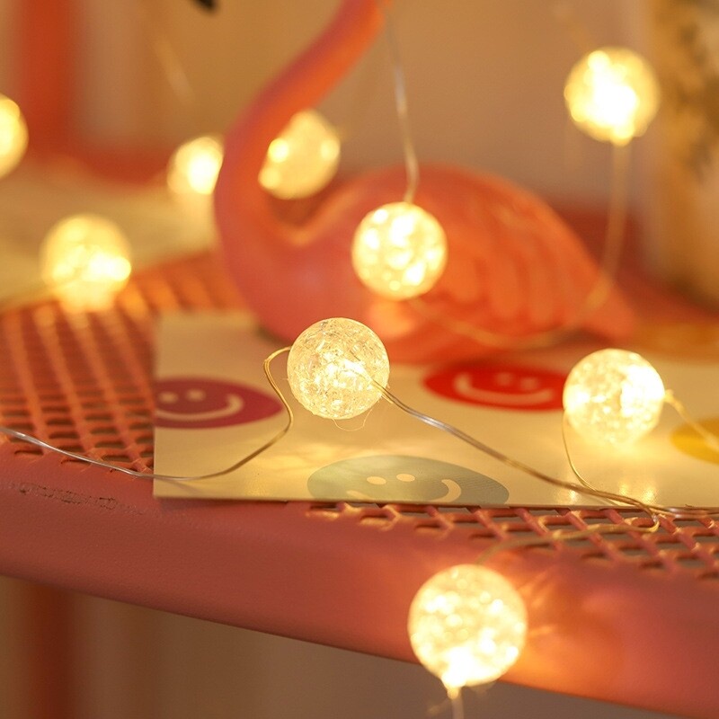 Led Lichtslingers Knop Op Batterijen Werkende Kristallen Bol Verlichting Waterdichte Zonne-Energie Patio Licht Voor Kerst Kamer Decor: Warm White / O