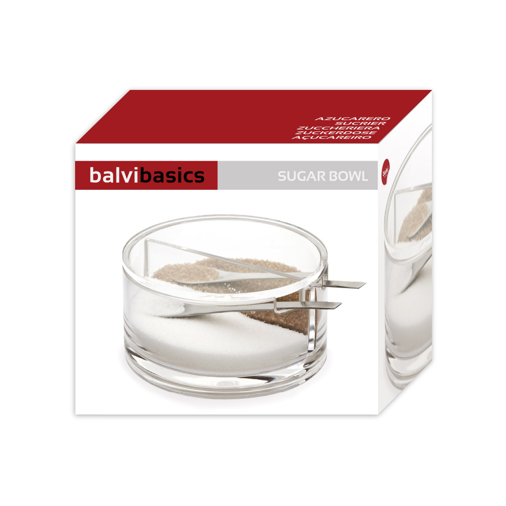 Balvi - azucarero doble en acrílico. Con dos compartimentos. Transparente.