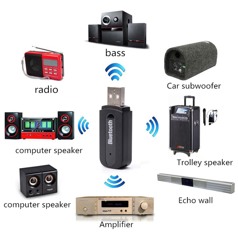 Multifunction USB Bluetooth Adapter Car Speaker Wireless Wireless Audio Bluetooth Stick 3.5mm Bluetooth Audio Receiver