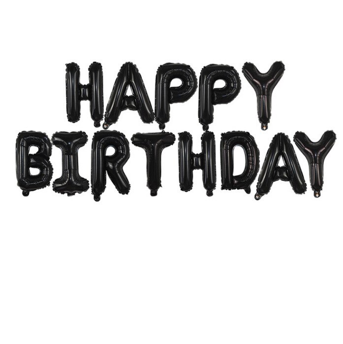 13 stuks happy birthday aluminiumfolie ballon alfabet ballon verjaardagsfeestdecoratie: Zwart