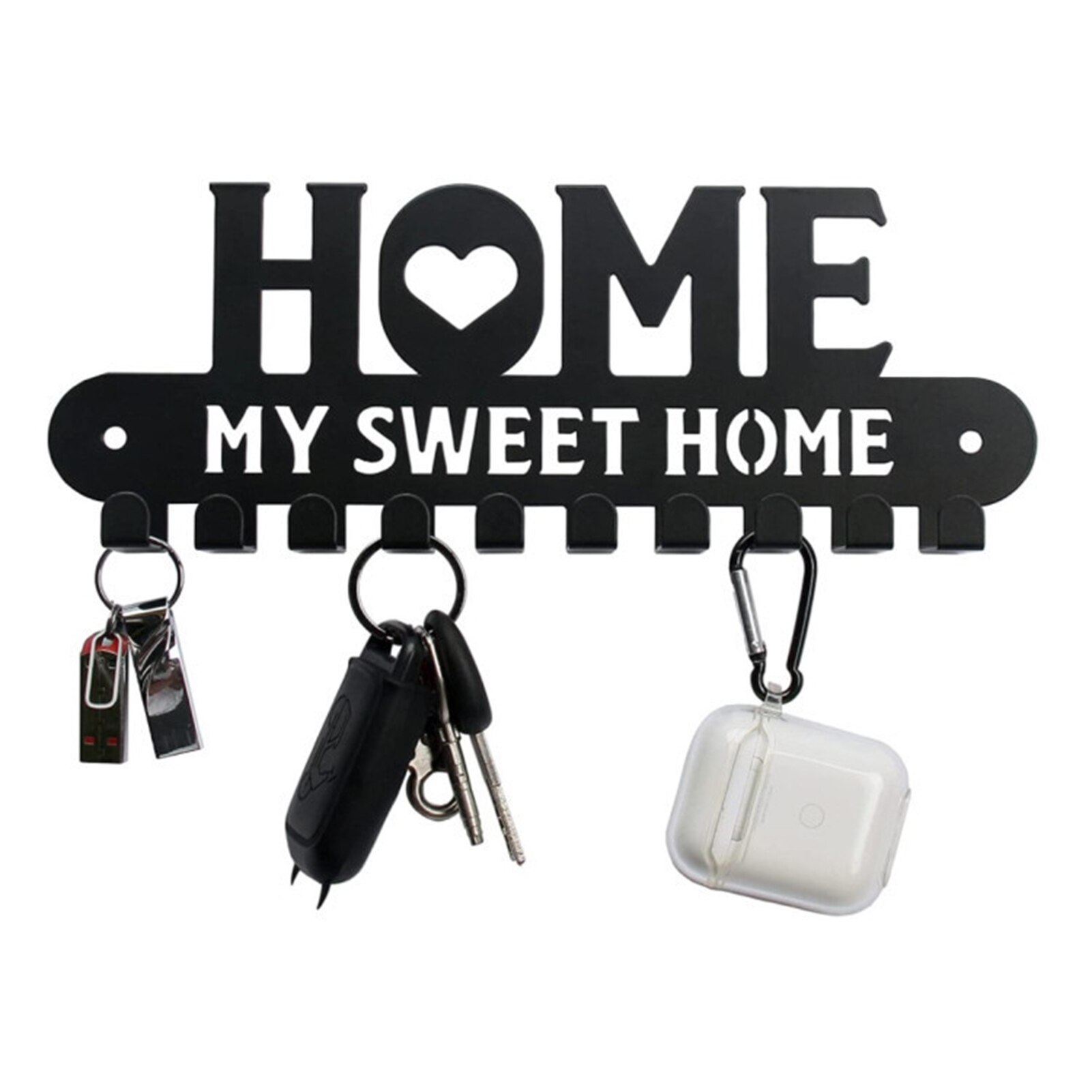 Metal Key Holder 10 Key Hooks Wall Decoration Wall Mounted Entryway Key Shelf Key Rack For Kitchen Wall Entryway Bathroom Living