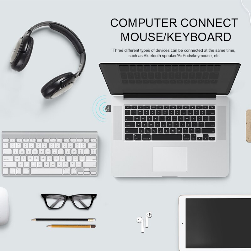 Adaptateur Dongle USB sans fil Bluetooth 5.0, pour ordinateur PC, transmetteur récepteur de musique
