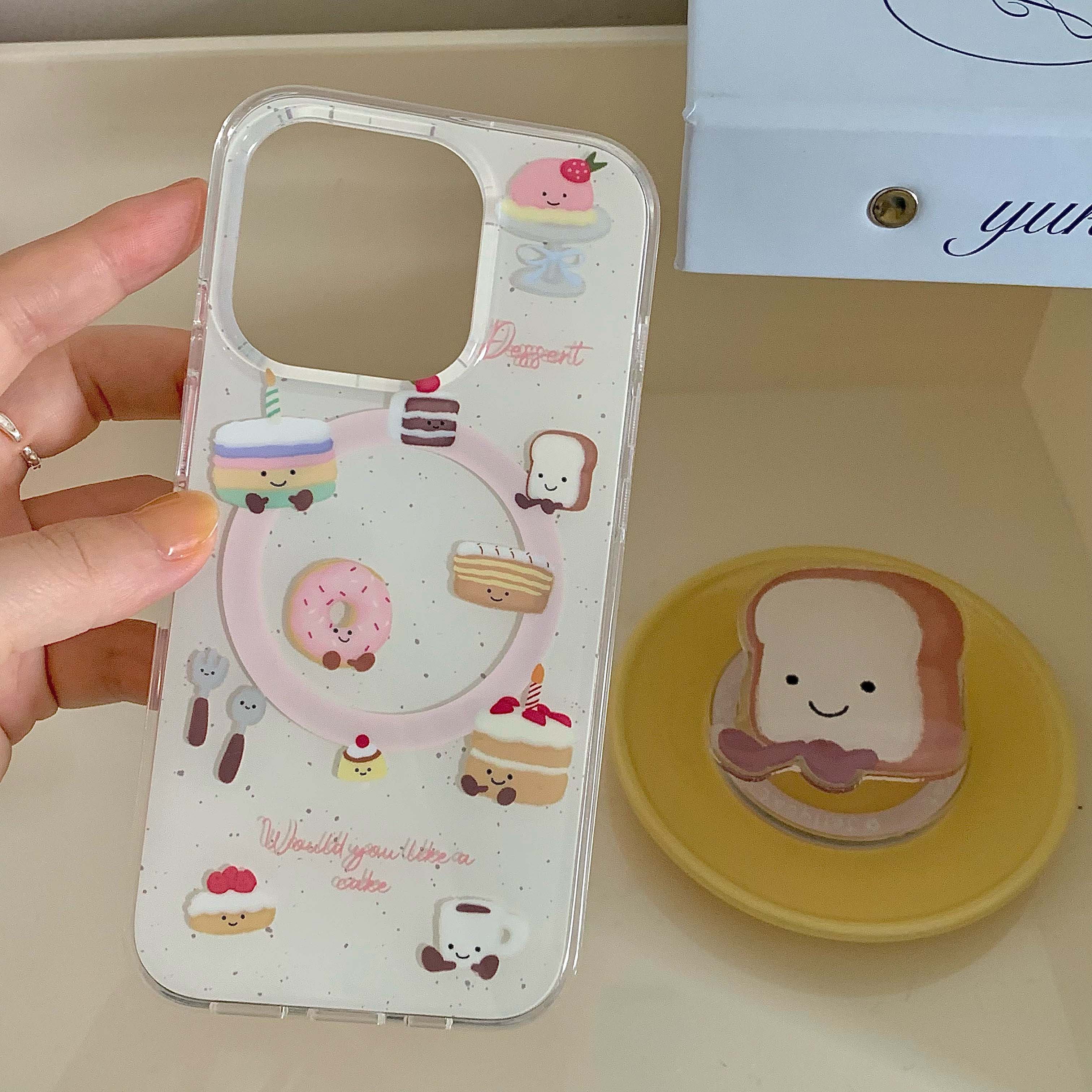 Nette Karikatur Nachtisch Kuchen Telefon fallen Magnetische Fundas Für Iphone 14 Profi Max 13 14 15 Profi max 15 Profi Max 12 13 Profi Ständer Halfter Hülse