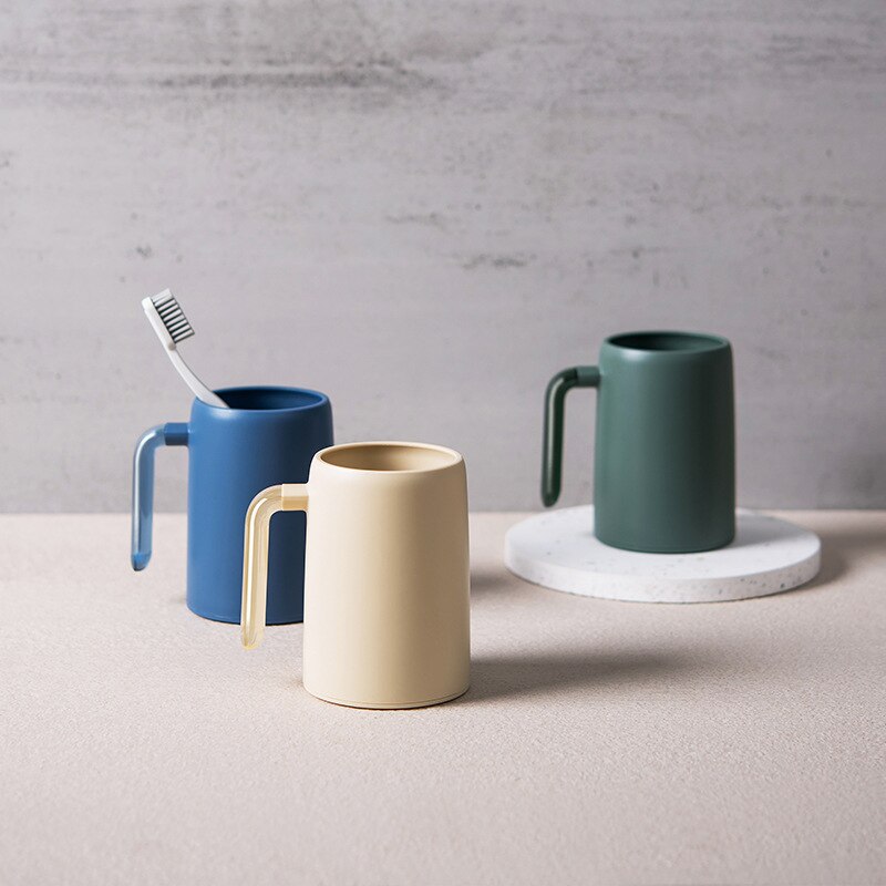 Household Wash Cup Simple Transparent Handle Gargle Cup Dental Cylinder Toothbrush Cup with Handle Portable