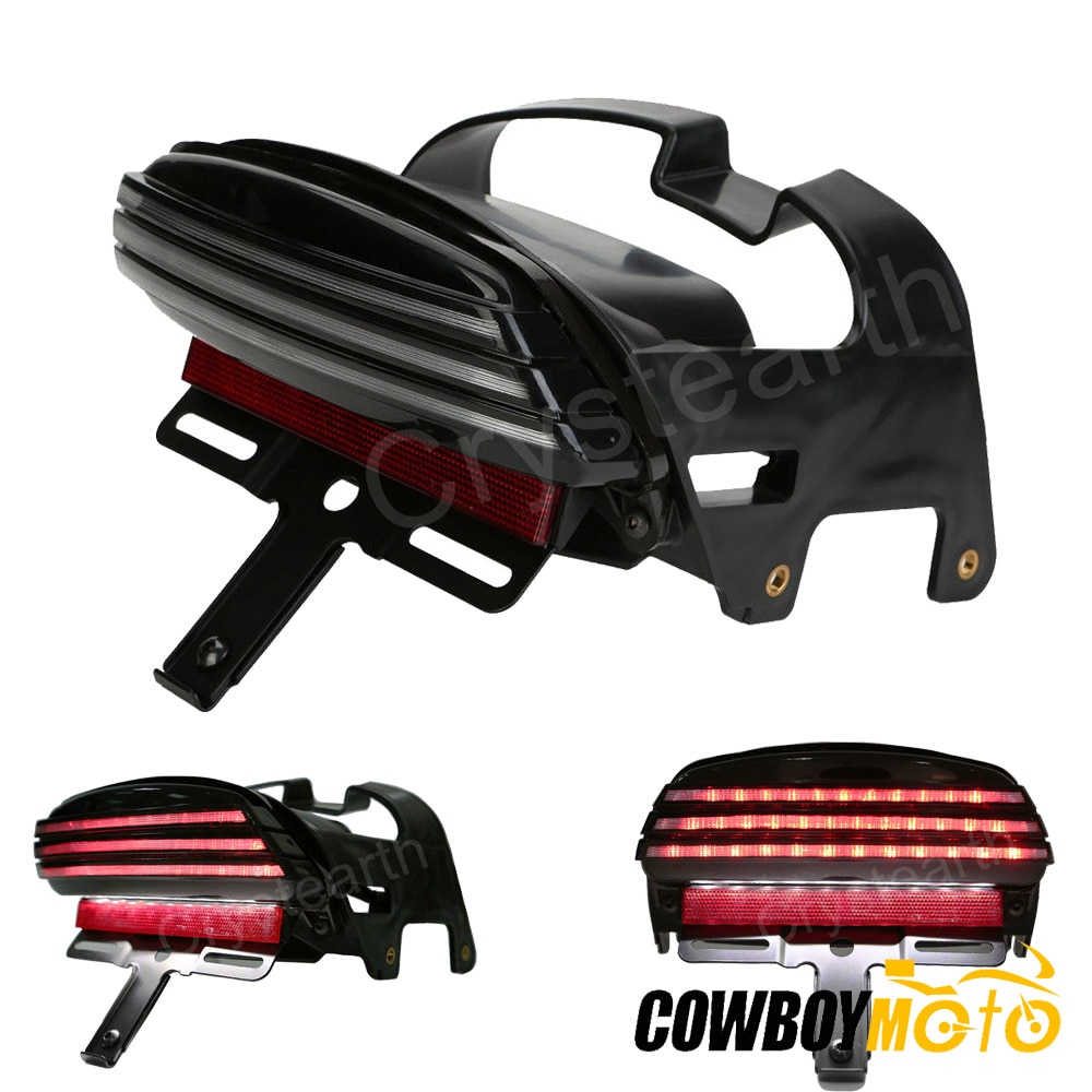 Black Tri-Bar Fender LED Tail Brake Light For Harley Dyna Fat Bob FXDF Motorcycle LED Taillight