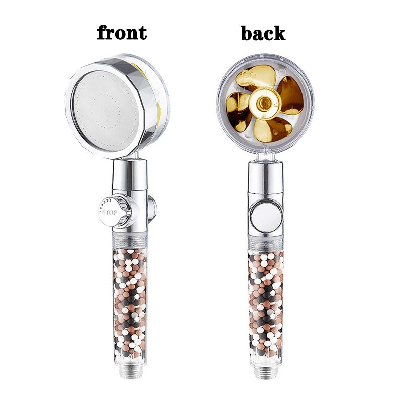 Propeller Douchekop Hoge Druk Set 360 Draaien Golden Fan Turbocharge Pure Neerslag Helix Eco Douche Waterbesparing Douche: gold