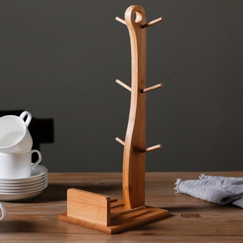 Kubek bambusowy uchwyt kubek kawy kubki na wodę półka wisząca biuro dom salon naturalnie drewniane kubek ociekacz robić przechowywania