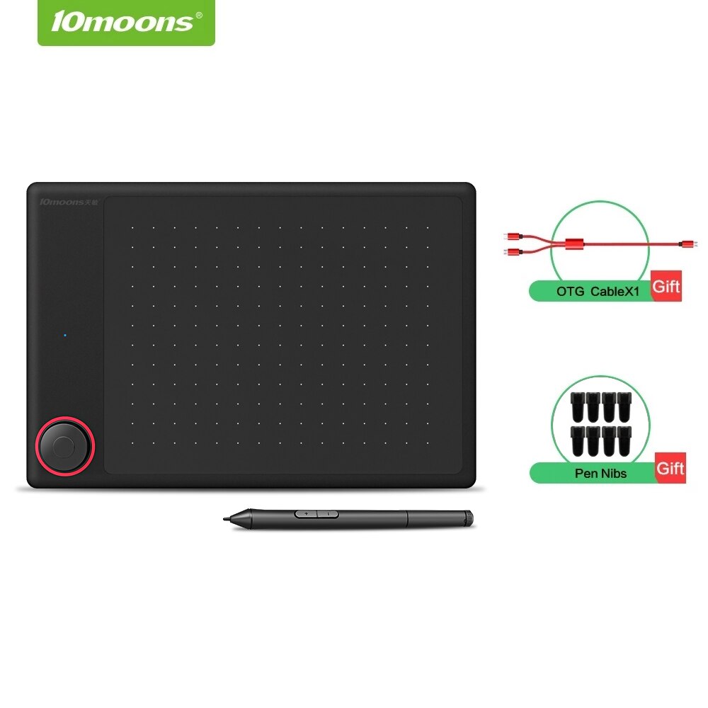 10 lunas G30 gráfico tableta de dibujo con rodillo clave gran área activa Digital Tablet teléfono Android