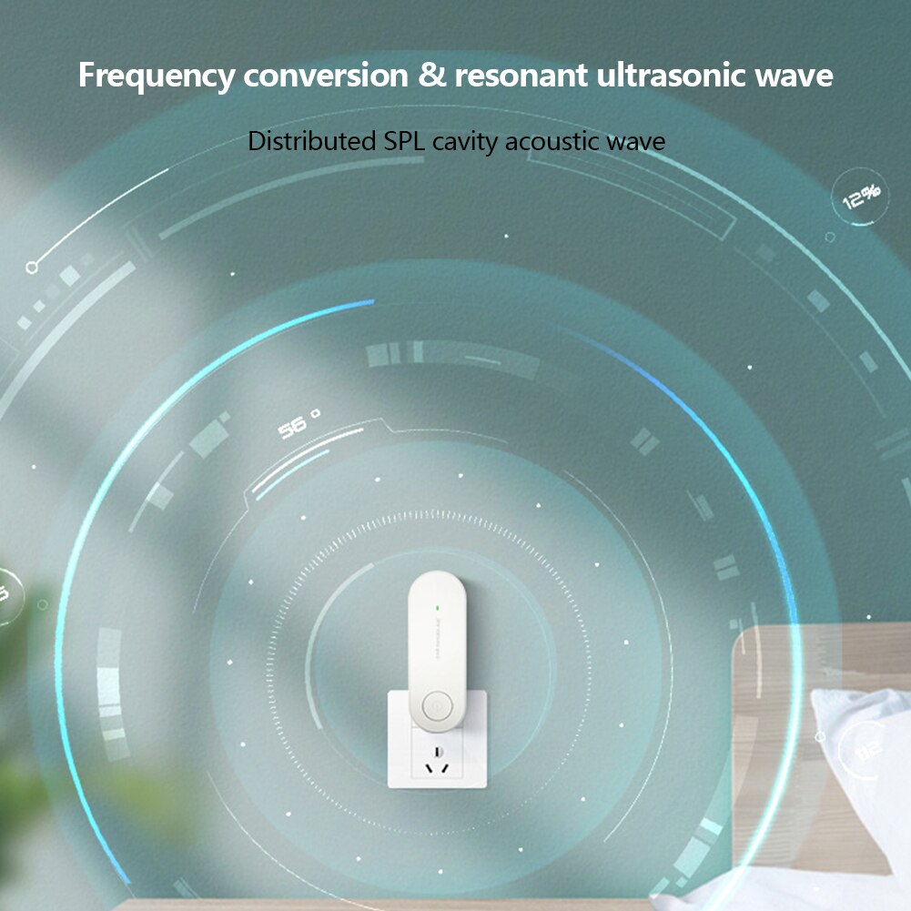 Ultrasonic Mosquito Repellent Flame Retardant Plastic 360° All-around Scanning One-key Switch Insect Repellent Home Supplies