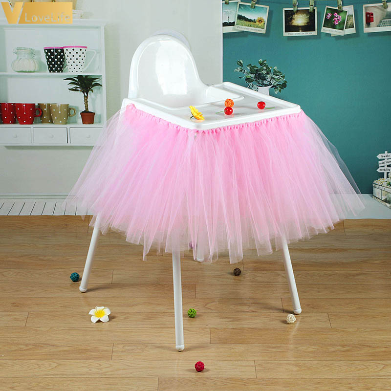Hoge Baby Shower Tutu Tulle Tafel Rokken 100X35 Cm Verjaardag Thuis Textiel Voor Tafel Plint Stoel Thuis Textiel feestartikelen: Pink