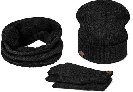Vrouwen Sjaal Muts Handschoenen Set Drie Stuk Winter Warm Set Vrouwelijke Hoeden Sjaals Mannen Unisex: dark grey