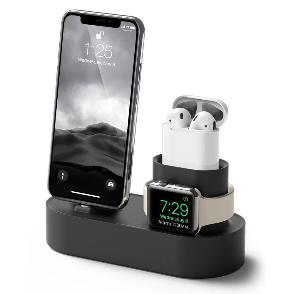 Besegad 3 In 1 Siliconen Gel Opladen Houder Dock Station Charger Stand Cargador Voor Apple Horloge Iwatch Airpods Iphone X xs Max