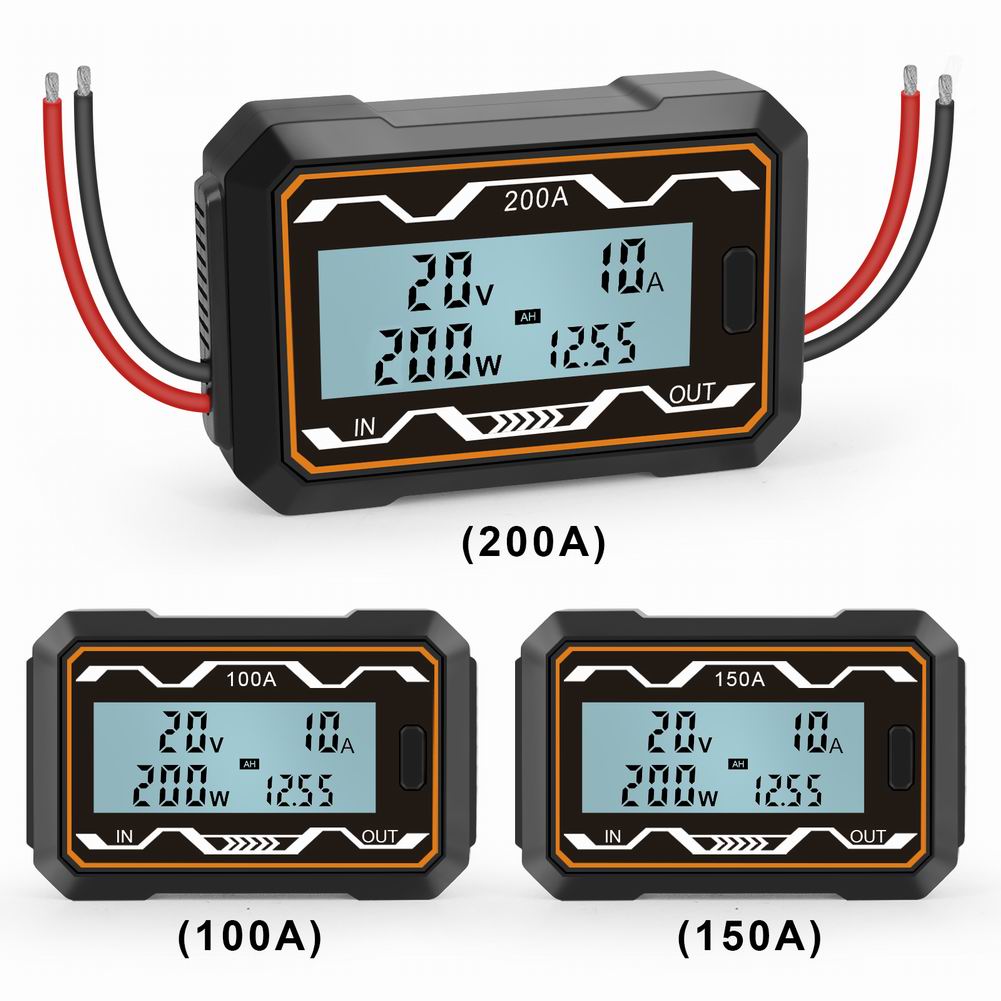 100A/150A/200A DC Voltmeter Ammeter Power meter Tester RC High Precision Power Analyzer &amp; Watt Meter W/ Backlight LCD