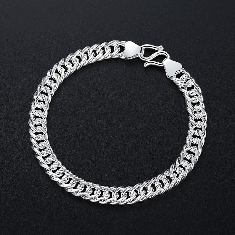 Men's Domineering Personality Handmade Whip Chain 925 Silver Bracelet Festival Birthday Jewelry