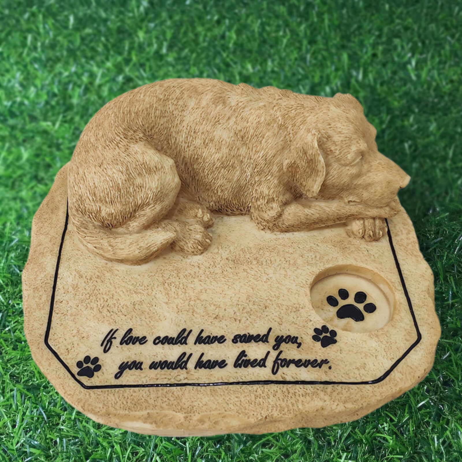 Resin 3D Dog Memorial Stone Pet Grave Marker Garden Backyard Tombstone