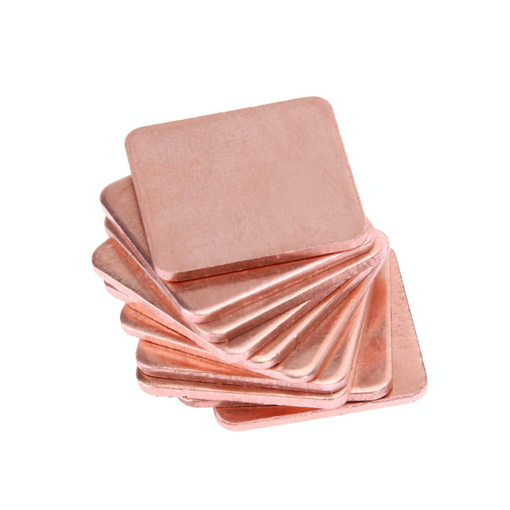Disipador térmico de cobre puro para ordenador portátil, disipador de calor conductor de CPU GPU, 10 Uds., 15x15mm, 0,3/0,4/0,5/0,6/0,8mm