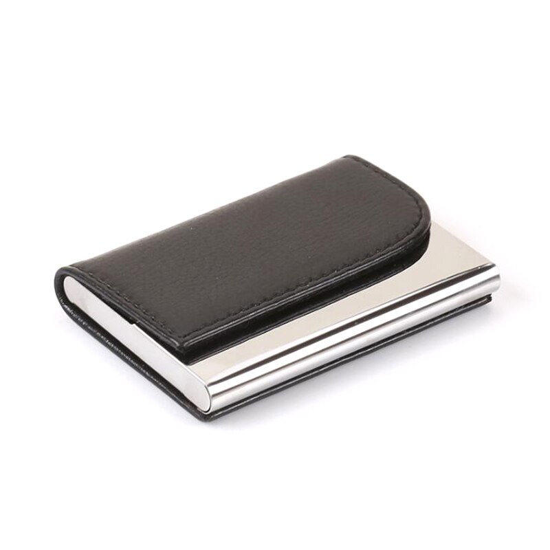 Itapkris Man Business Card Holder PU Leather Bank Credit Card Case For Women Travel Aluminum Black RFID Wallet Porte Carte: black