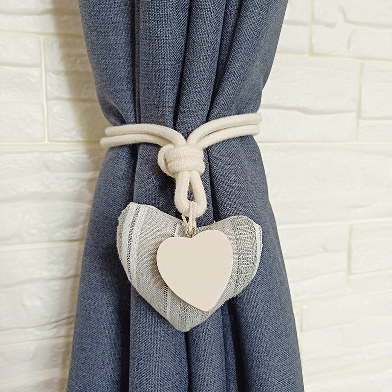 Coeur forme rideau embrasse européen décoratif rideau boucle libre poinçon crochet aimant sangles rideau accessoires coton: Heart-G