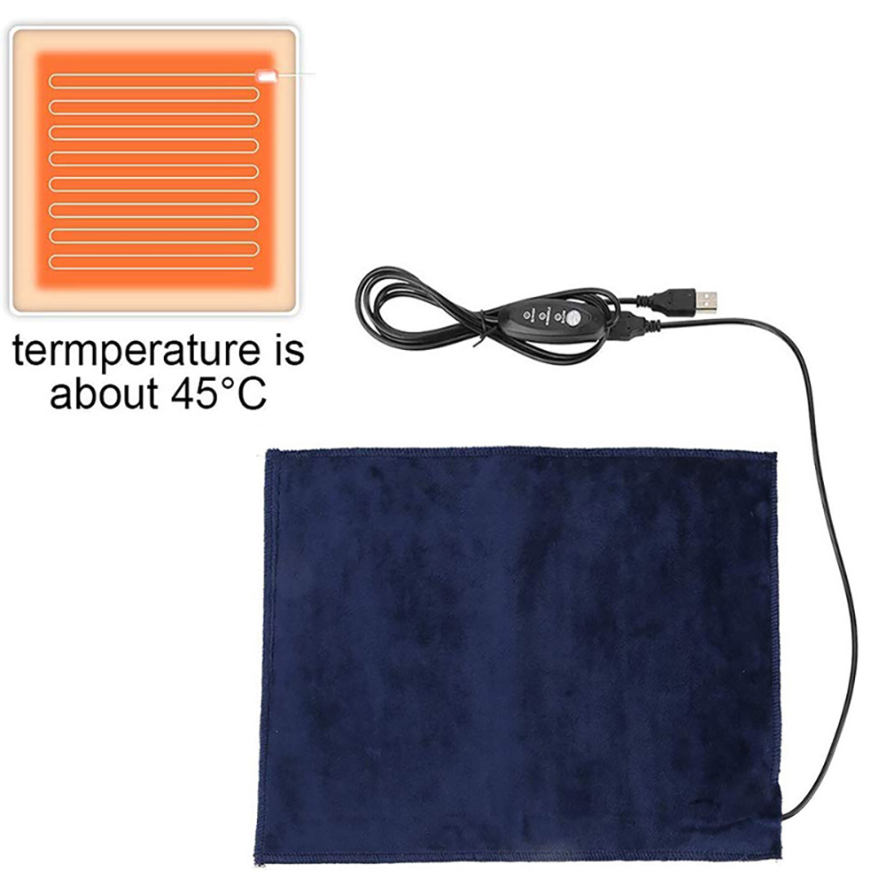 24x30cm 5V2A USB Electric Cloth Heater Pad Heating Element for Clothes Seat Pet Warmer 45 Degree