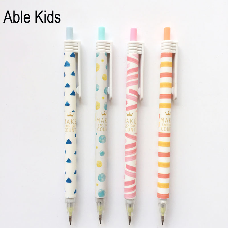 3X Simple Stripe Dots Press Mechanical Pencil School Office Supply Student Stationery Kid Automatic Pencil 0.7mm