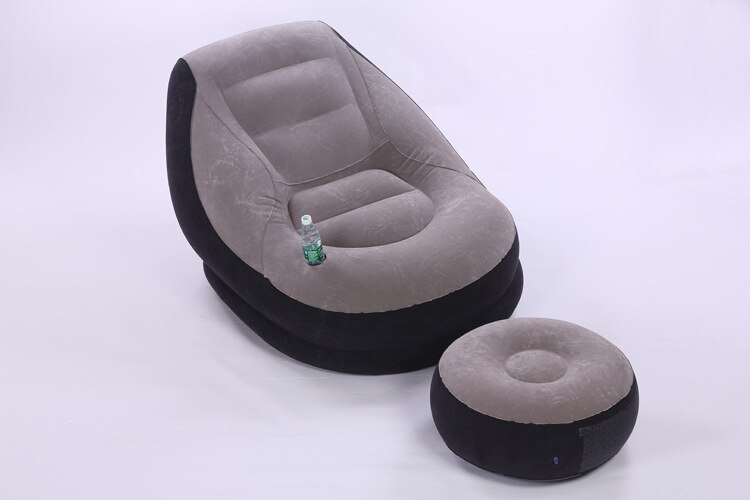 Original Intex Inflatable Flocking Single Sofa Lazy Sofa Bed Lunch Break Recliner with Footstool 68564