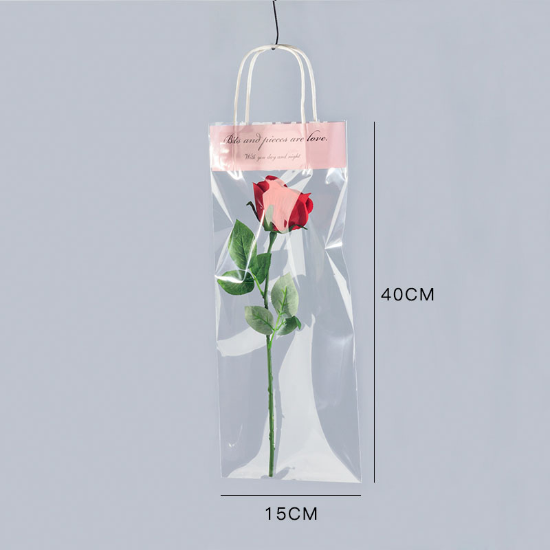 Sacs transparents avec poignées pour fleuriste, 10 pièces, sac à main Transparent étanche pour emballage de en plastique pour fleurs