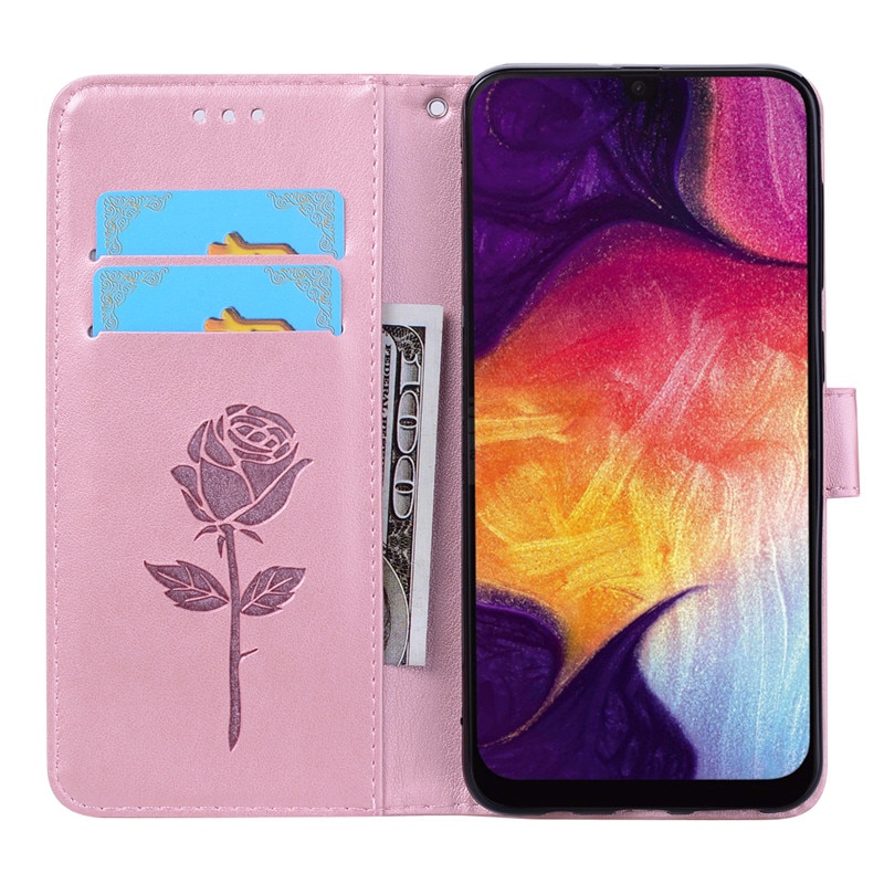 Voor Samsung Galaxy A50 Case Rose Flower Leather Case Voor Samsung Galaxy A50 Een 50 A505 A505F SM-A505F Portemonnee Flip telefoon Tassen Case