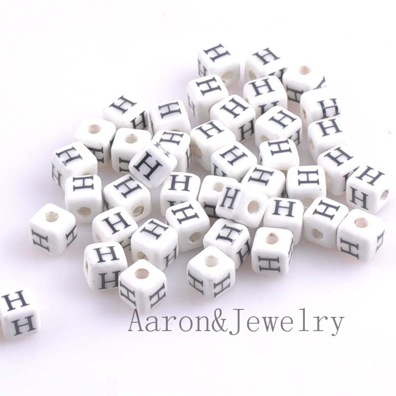 heißer Weiß A-Z Gemischte Buchstaben Alphabet Würfel Keramik Buchstaben Perlen passen Schmuck machen 8mm 10 stücke YKL0355X: Gelb