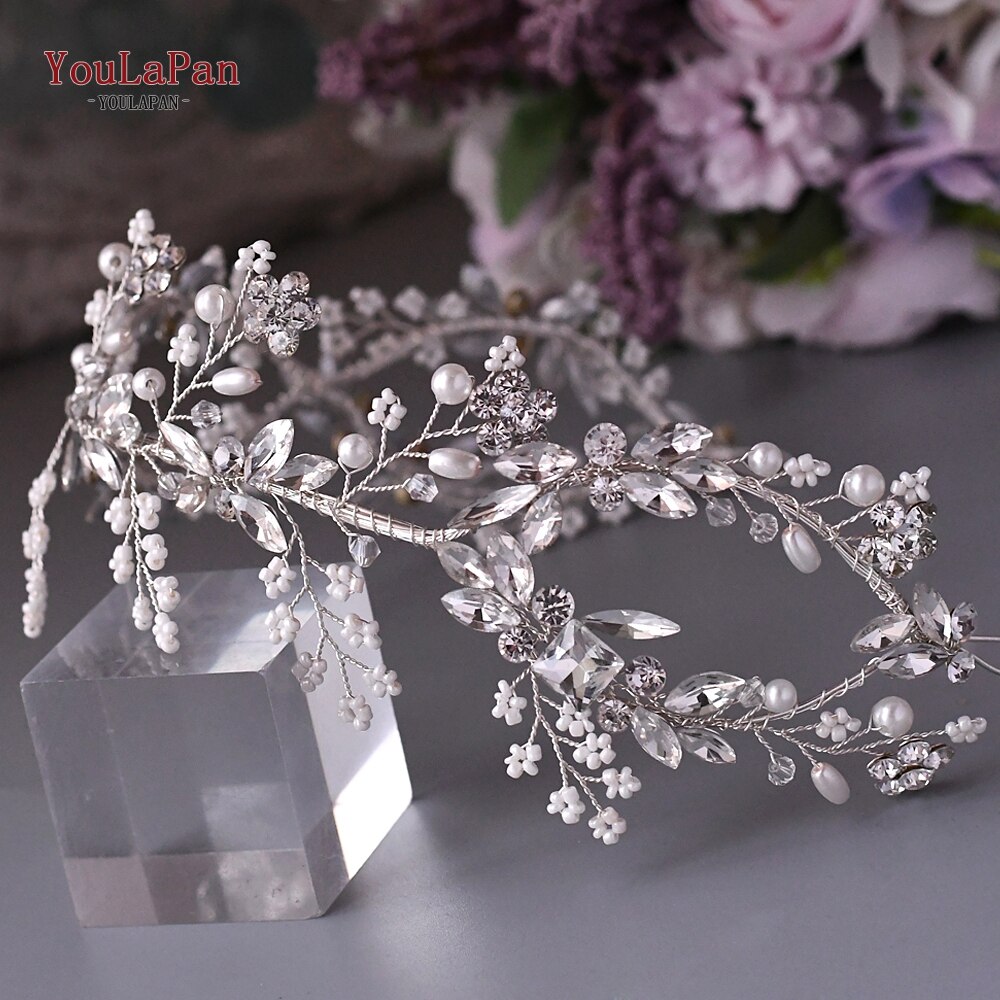 Youlapan brud hårbånd bryllup brude hår tilbehør tiara ornamenter bryllup pandebånd til brud hår smykker  hp288