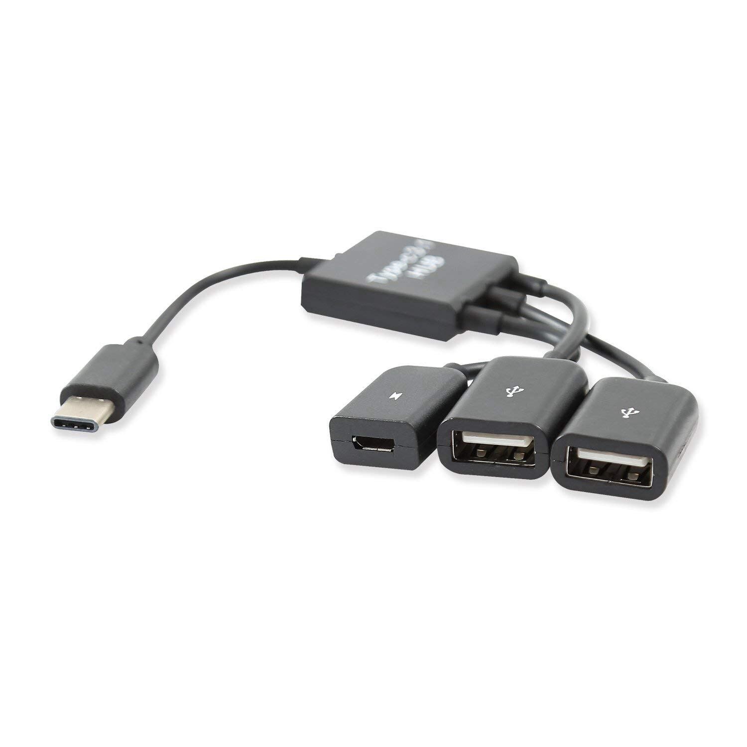 USB 3.1 Type C mâle à 2 double USB A 2.0 femelle + Micro-USB femelle 3 en 1 HUB OTG