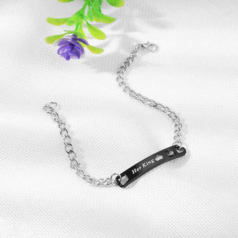 Liebhaber Paare Armbänder Seine Königin Ihr König Liebe Armreif Kristall Krone Charme Männer Frauen Schmuck Armband Femme Charme