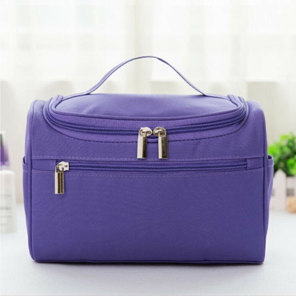 Local stock Large Makeup Bag Cosmetic Case Storage Handle Organizer Travel Kit: Purple