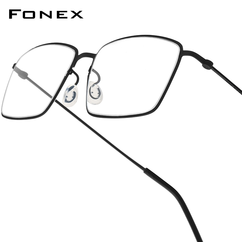 FONEX-Monture de lunettes en titane B pour hommes et femmes, de , montures rondes, poids ultraléger, Morten, lunettes coréennes sans vis: kaki foncé