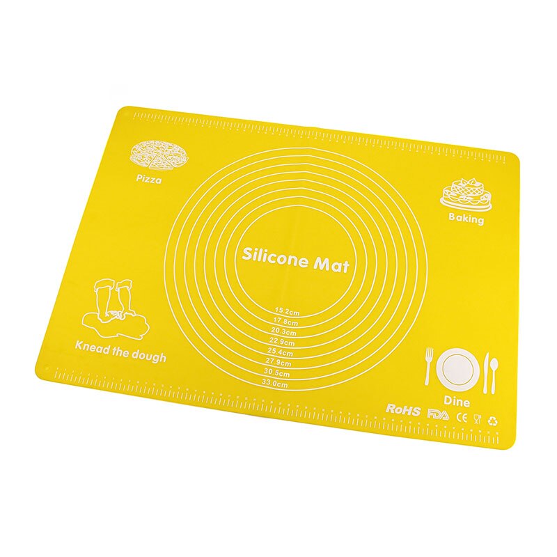 TEENRA-tapis de pâtisserie en Silicone, tapis de cuisson antiadhésif de grande taille, tapis de pâte à rouler, ustensiles de cuisson: YELLOW