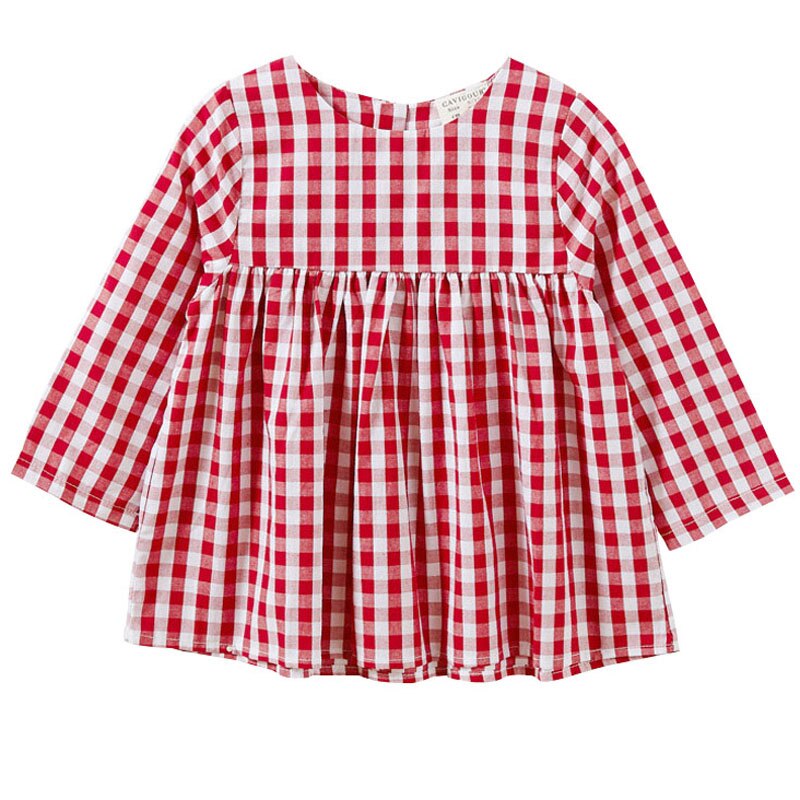 Nuovi Bambini di Estate del Cotone Plaid Abiti Casual Del Bambino Delle Ragazze Manica Lunga Del Vestito Vestido Infantil Bambini del Costume Del Bambino 0-4Y: Rosso / 18m