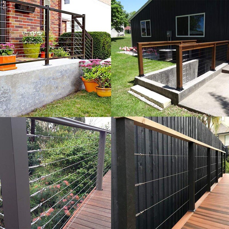 25- pack heavy duty  t316 roestvrijstalen kabelleuningsets voor houten palen, doe-het-zelf balustradeset met kaakklem en spanschroef