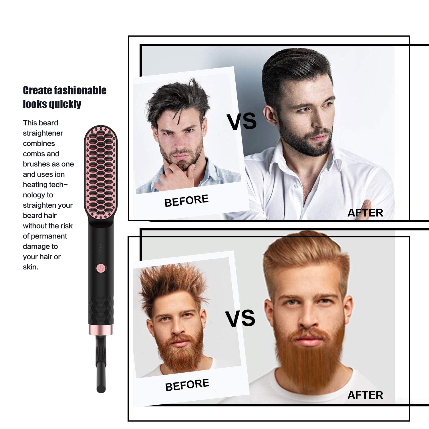 Multifunctionele baard stijltang haar stijltang stijltang baard kam haarborstel snelle haarstyler mannen haarstyler tool