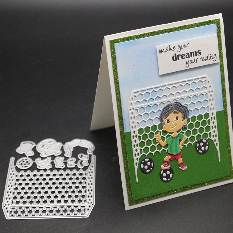 Football Boy Christmas Metal Cutting Dies Stencil Goal Net Frame Die Cut Scrapbooking Embossing Stamps And Dies Craft